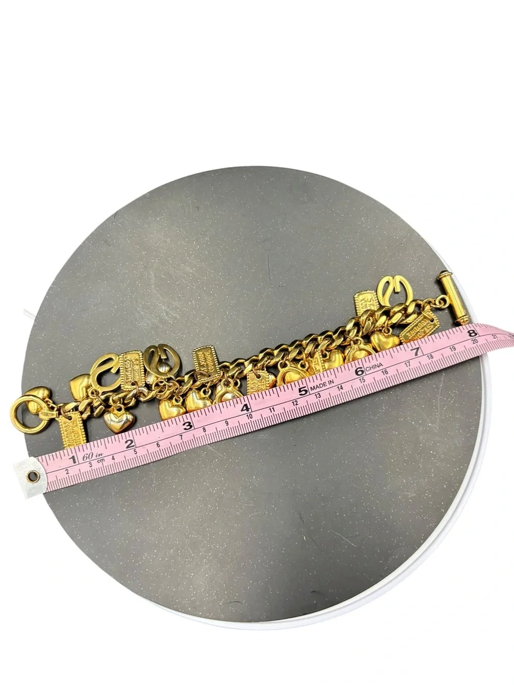 St. John “Love of My Life” Gold Plated Heart Logo Charm Bracelet Rare